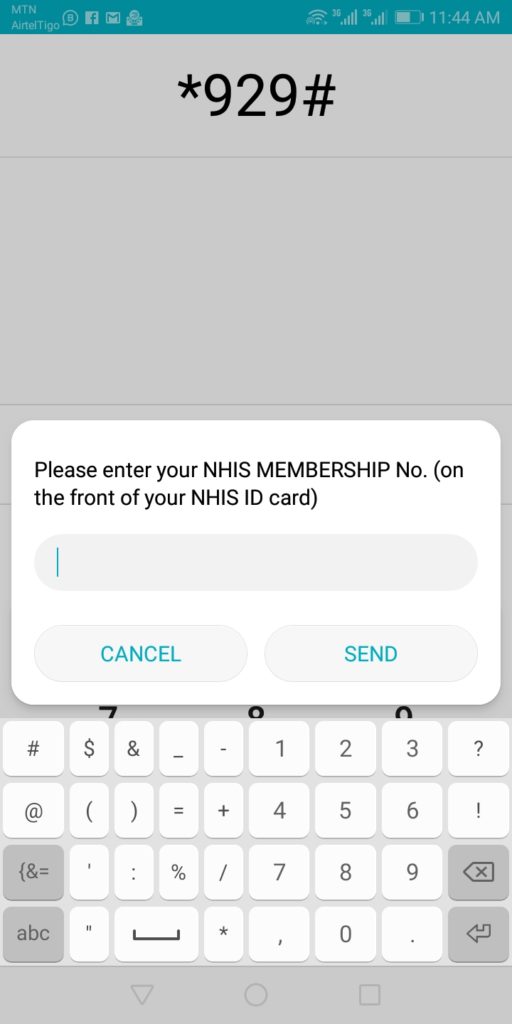 Enter NHIS Number 